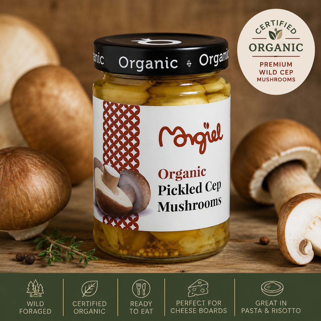 Organic Pickled Cep Mushrooms – Morgiel 300g