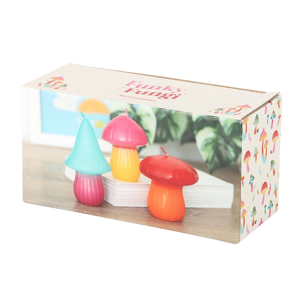 Set of 3 Mushroom Shaped Candles Neon
