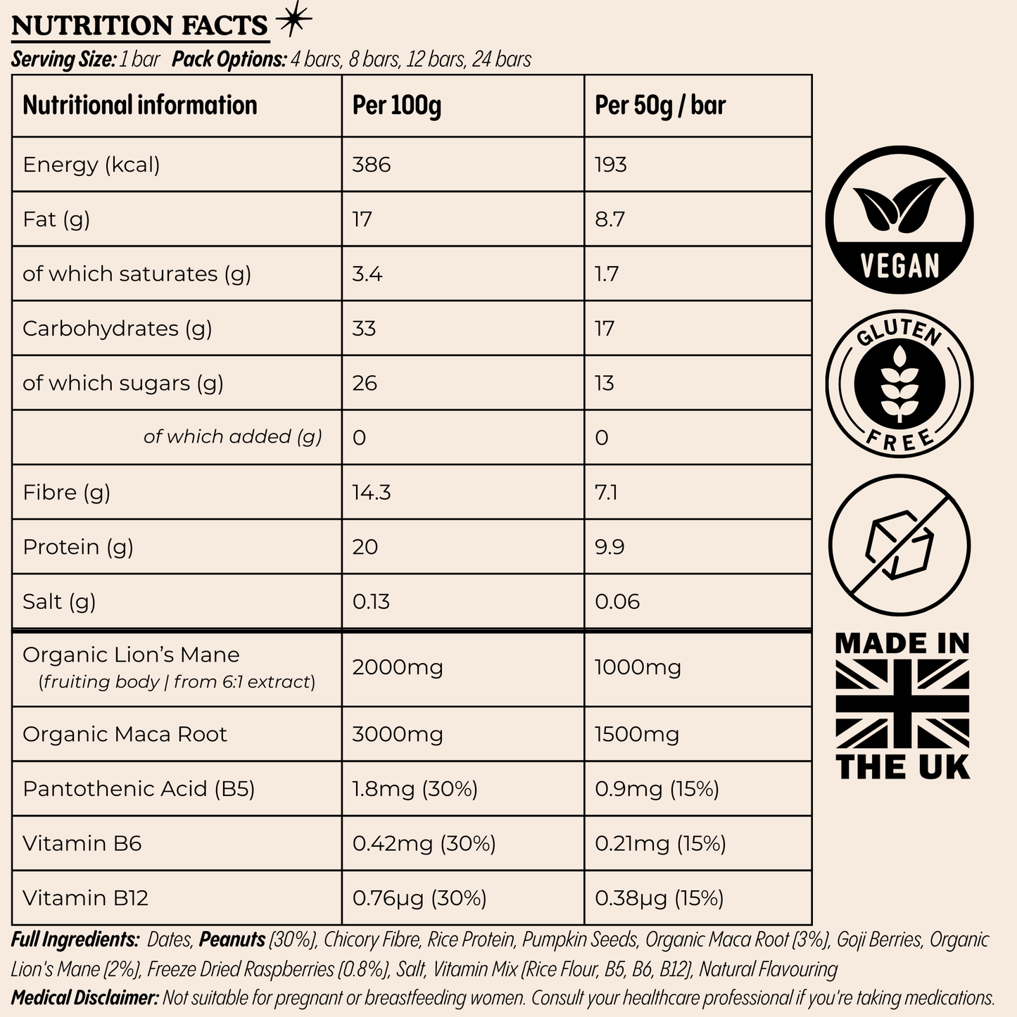 Lucid Peanut Butter & Jelly Energy & Focus Bar with Lion’s Mane