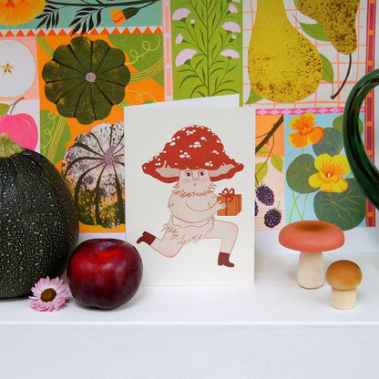 Mushroom Sends a Gift | Everyday greetings card | Mushroom