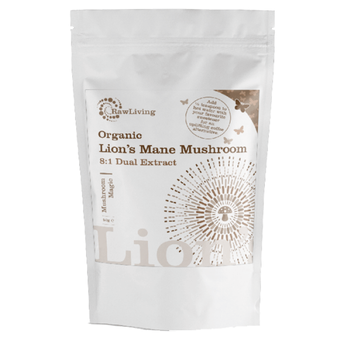 Organic Lion’s Mane Mushroom 8:1 Dual Extract – 50g Pouch