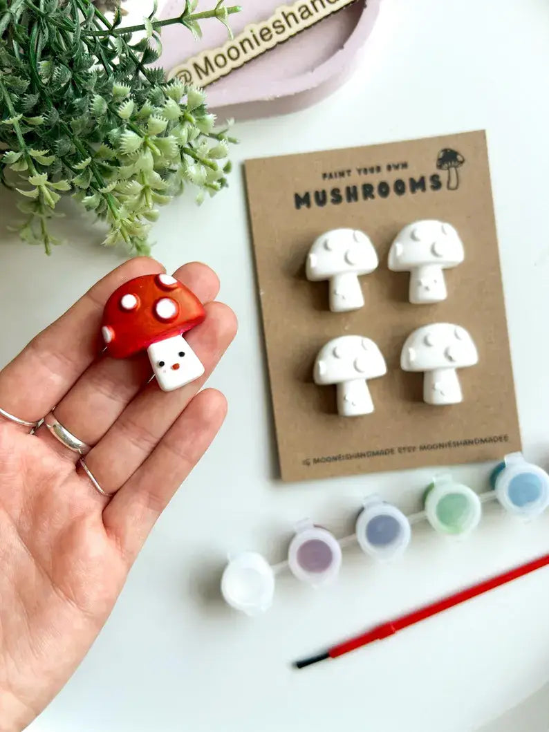 Mushroom Pottery Painting Kit, Paint Craft Kit For Adults