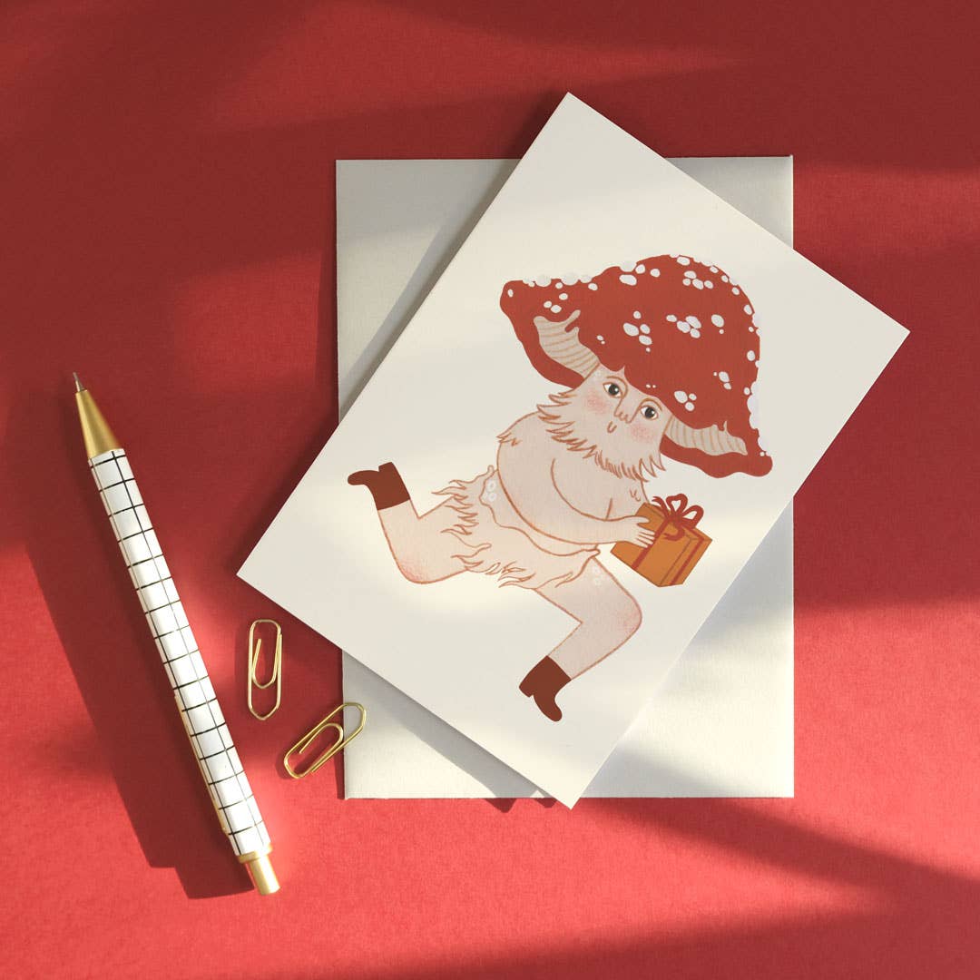 Mushroom Sends a Gift | Everyday greetings card | Mushroom