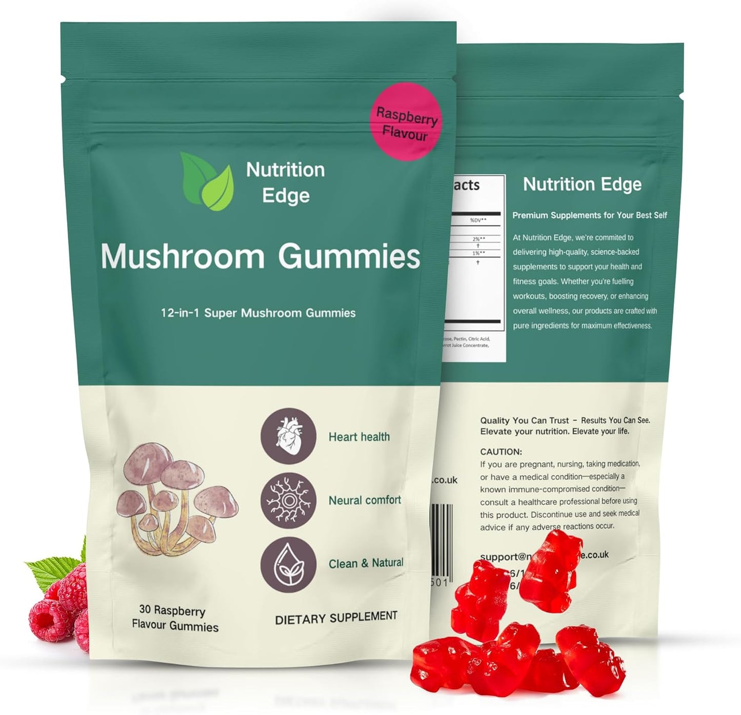 12-in-1 Mushroom Gummies – Lion’s Mane, Reishi & Cordyceps Blend | Vegan Daily Wellness Gummies