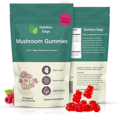 12-in-1 Mushroom Gummies – Lion’s Mane, Reishi & Cordyceps Blend | Vegan Daily Wellness Gummies