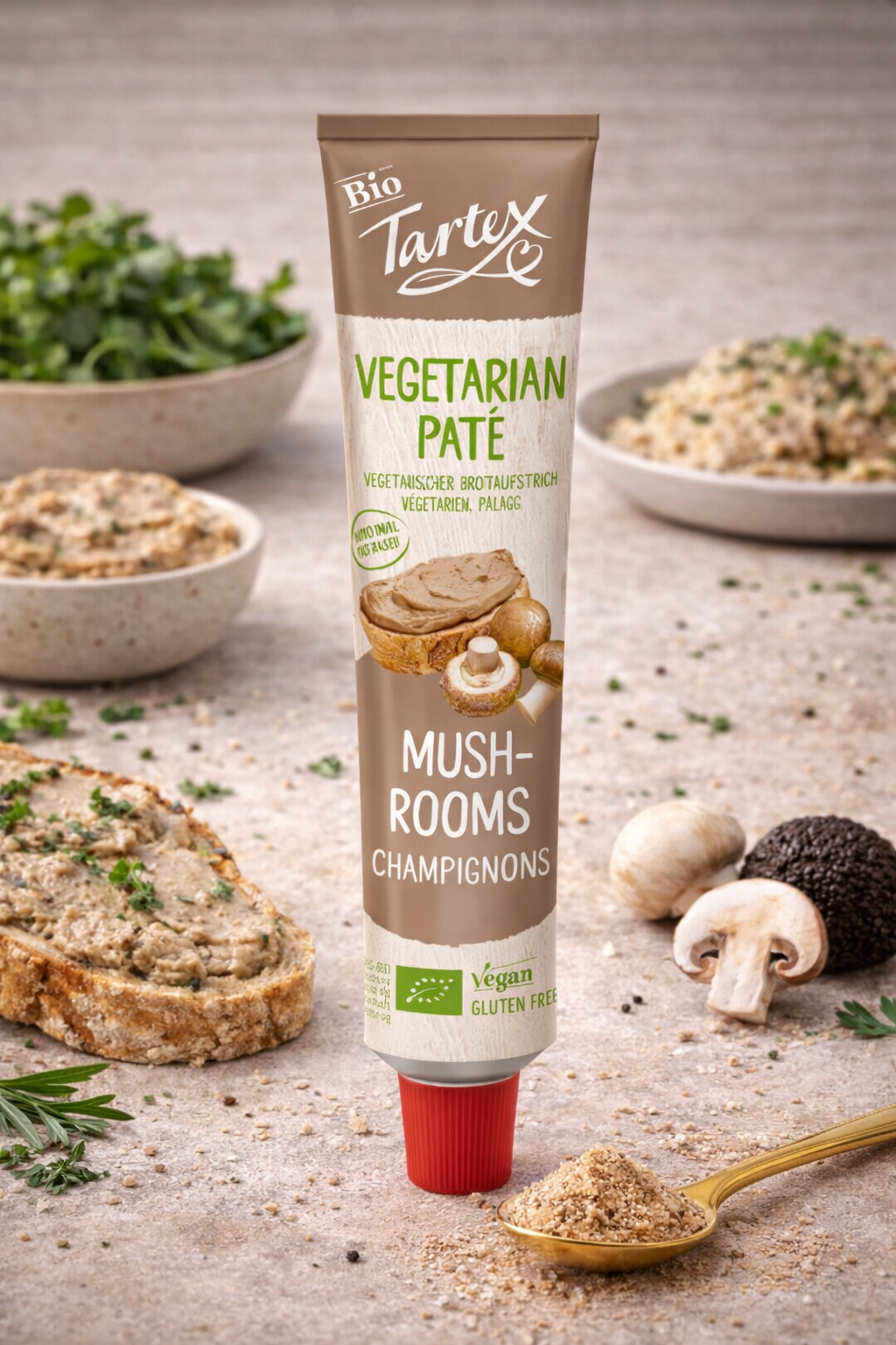 Tartex Organic Mushroom Pâté 200g – Vegetarian Yeast-Based Spread
