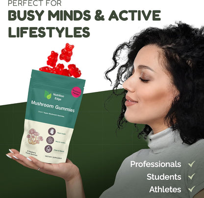 12-in-1 Mushroom Gummies – Lion’s Mane, Reishi & Cordyceps Blend | Vegan Daily Wellness Gummies