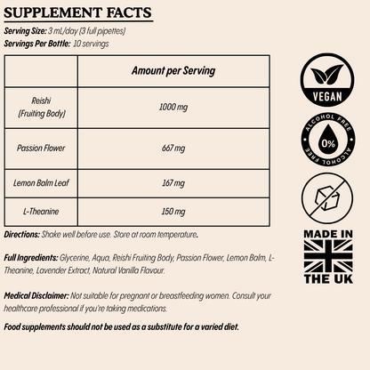 Mellow Mushroom Elixir Supplement – Natural Calm & Sleep Support | Lavender & Vanilla | 30ml
