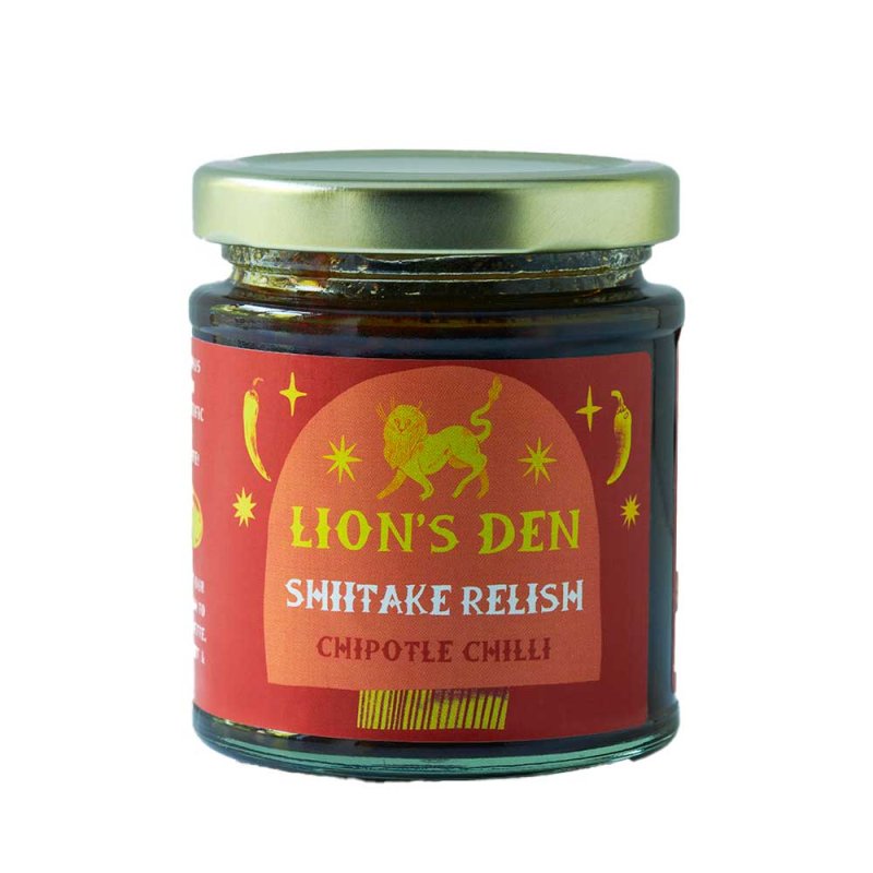 Lion’s Den Chipotle Shiitake Relish 220g – Smoky Spicy Umami Mushroom Relish