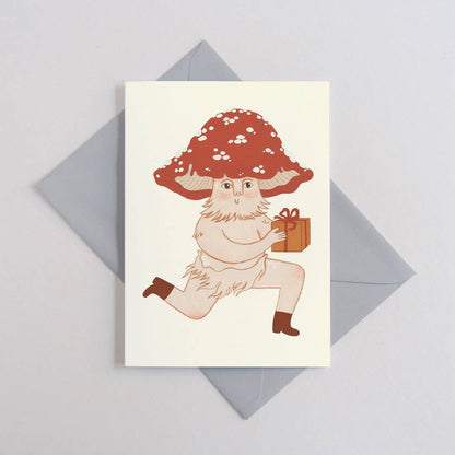 Mushroom Sends a Gift | Everyday greetings card | Mushroom