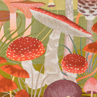 Fungi | A3 Risograph Print, wall art | Mushroom, Autumn