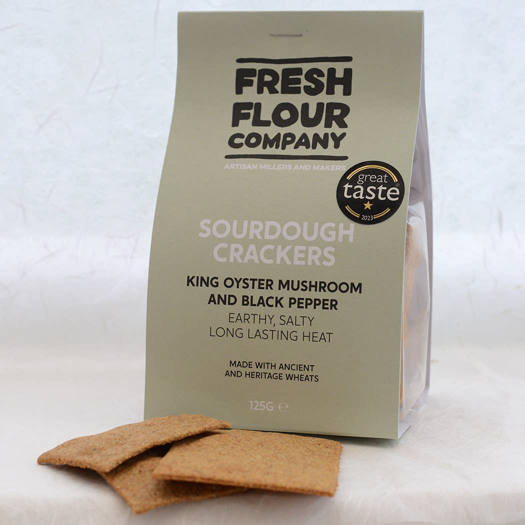 Sourdough crackers - King Oyster mushroom and Black Pepper