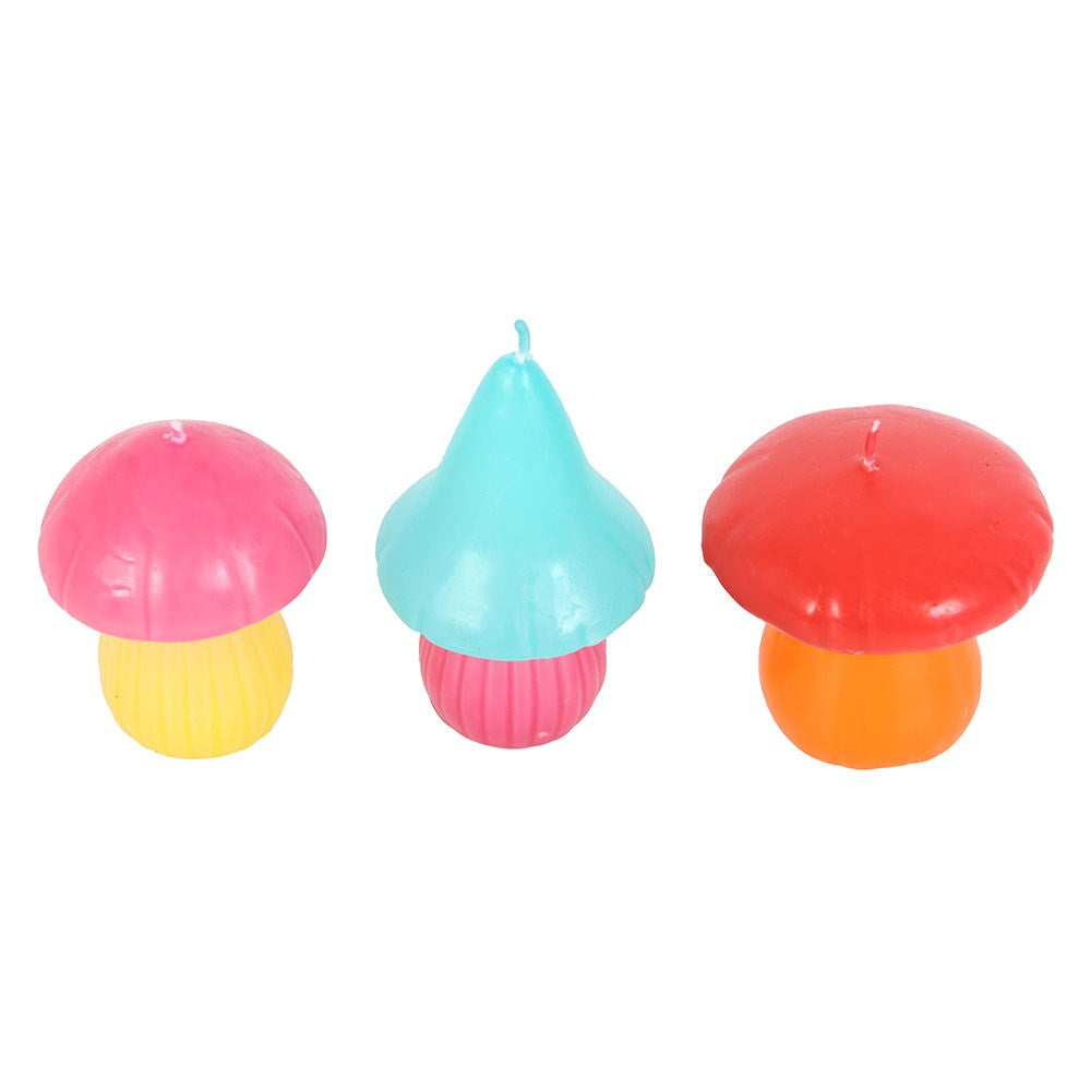 Set of 3 Mushroom Shaped Candles Neon