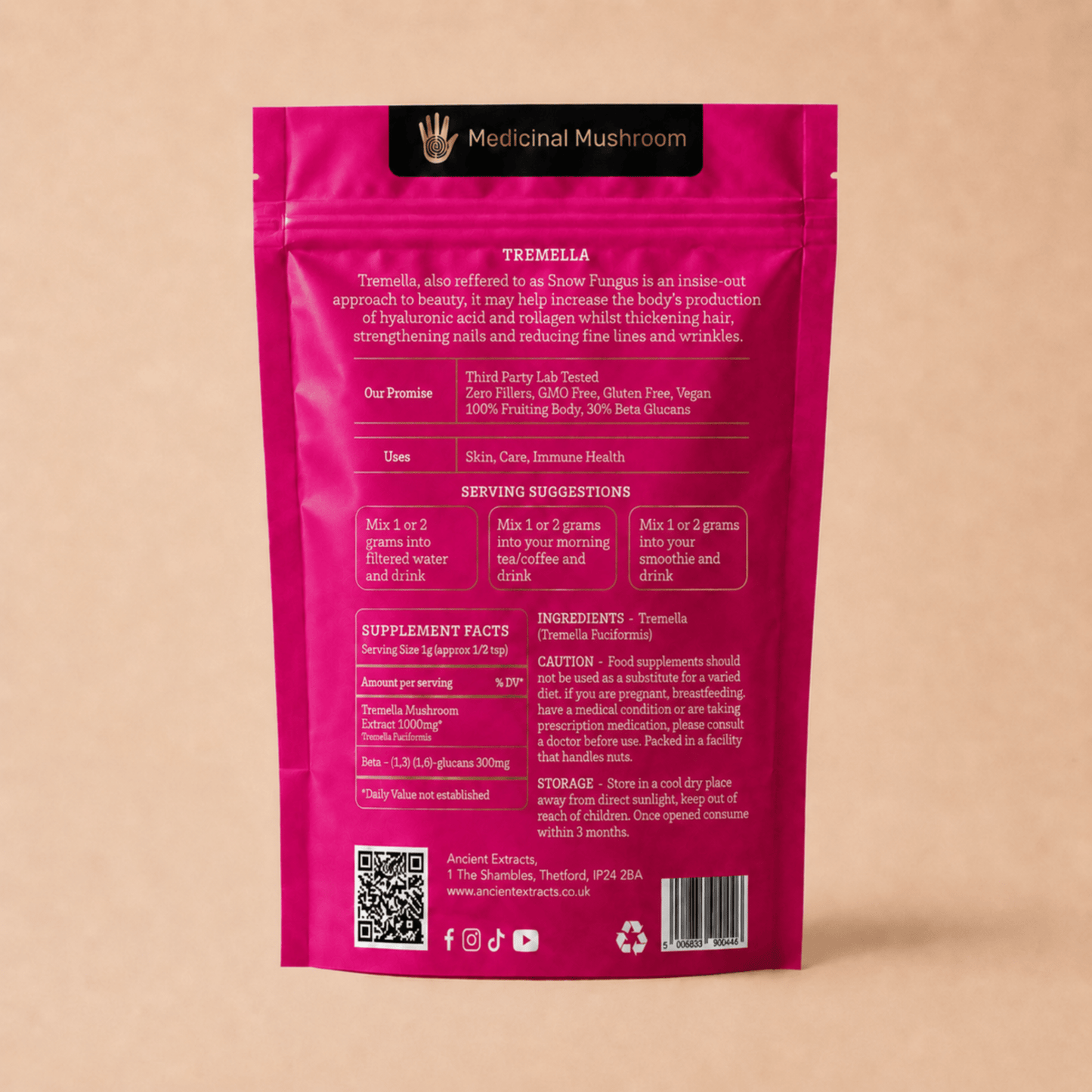 Ancient Extracts Tremella Beauty Mushroom Powder – 60g