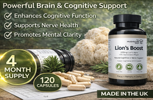 Lion’s Boost Capsules – Lion’s Mane, Vitamin B1 & Black Pepper – 120 Capsules (4 Month Supply)