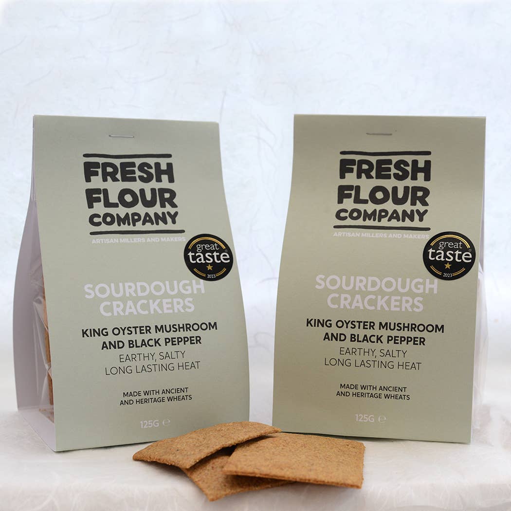 Sourdough crackers - King Oyster mushroom and Black Pepper