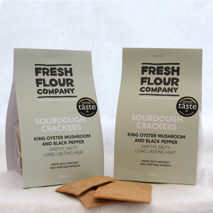 Sourdough crackers - King Oyster mushroom and Black Pepper