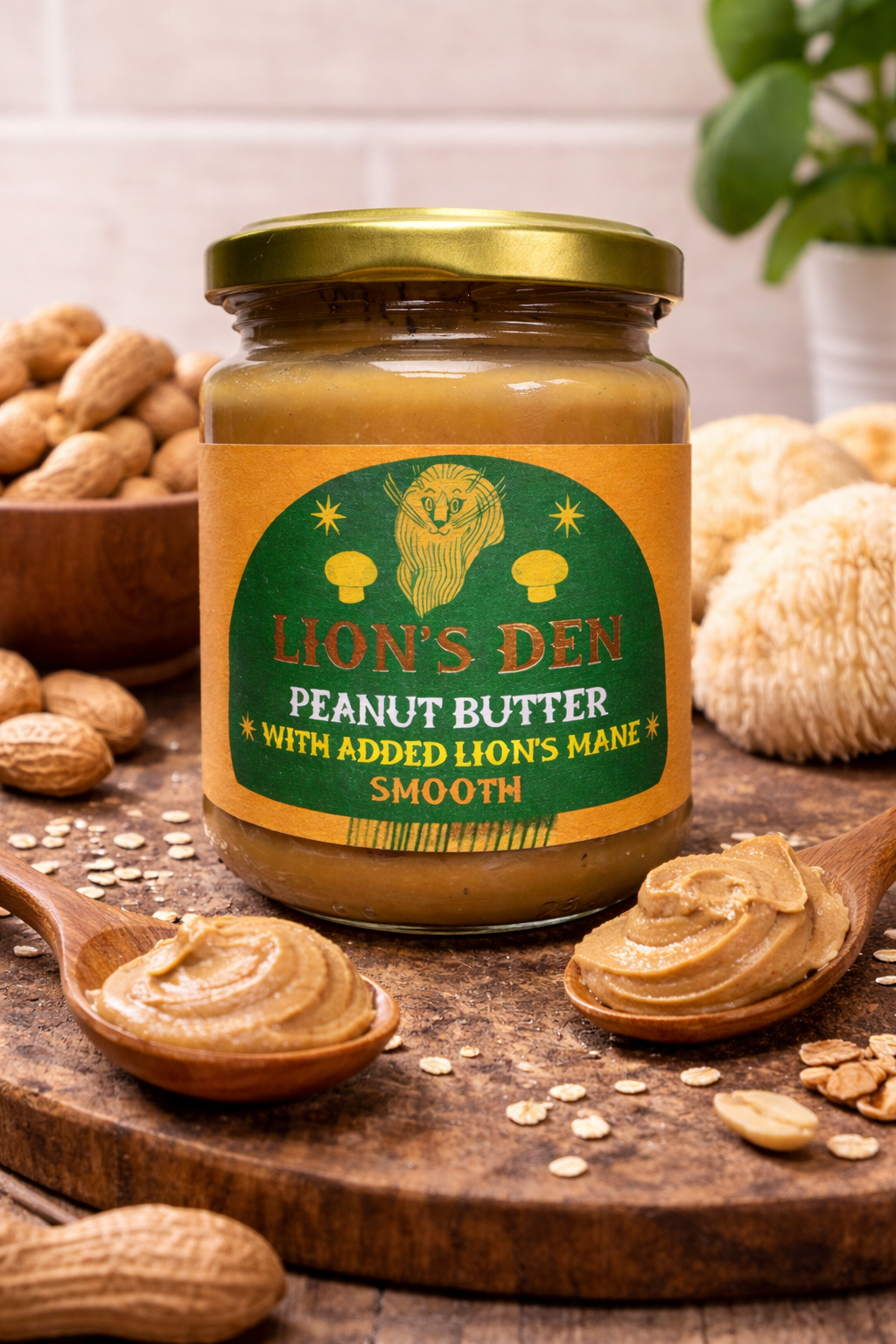 Lion’s Den Smooth Peanut Butter with Lion’s Mane 250g – Functional Mushroom Peanut Butter