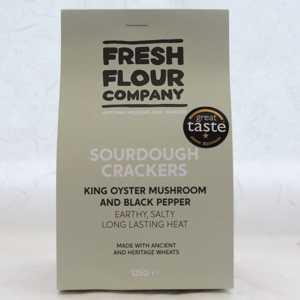 Sourdough crackers - King Oyster mushroom and Black Pepper